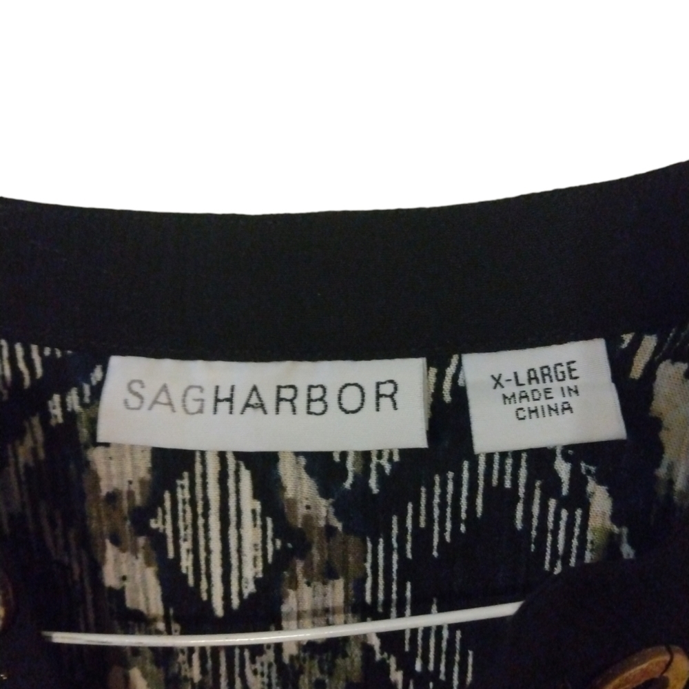 Unique Longline Tunic- Faux Wooden Accents Vintage Sag Harbor Tribal Beachy XL - Picture 4 of 7